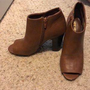 Brand new! Brown open toe booties!